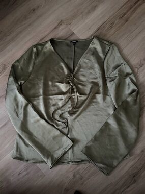 Express Olive Green Satin Top